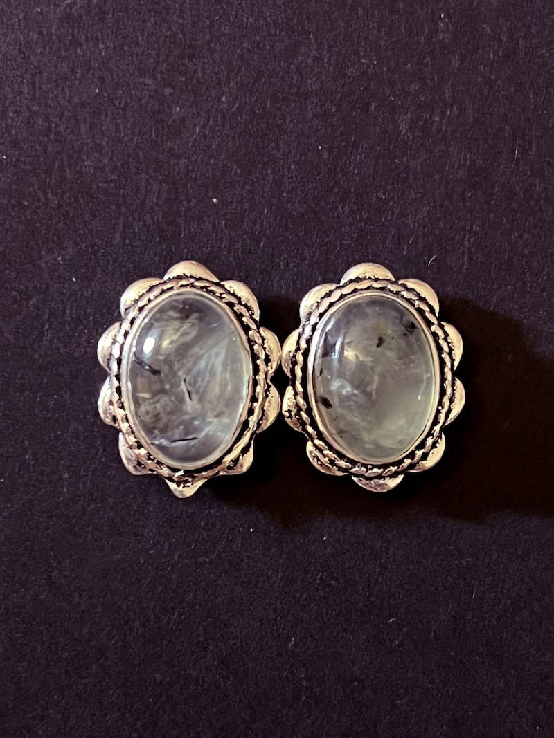 2 Pierres serties de laiton argenté "fleur" de 17 mm - Image 3