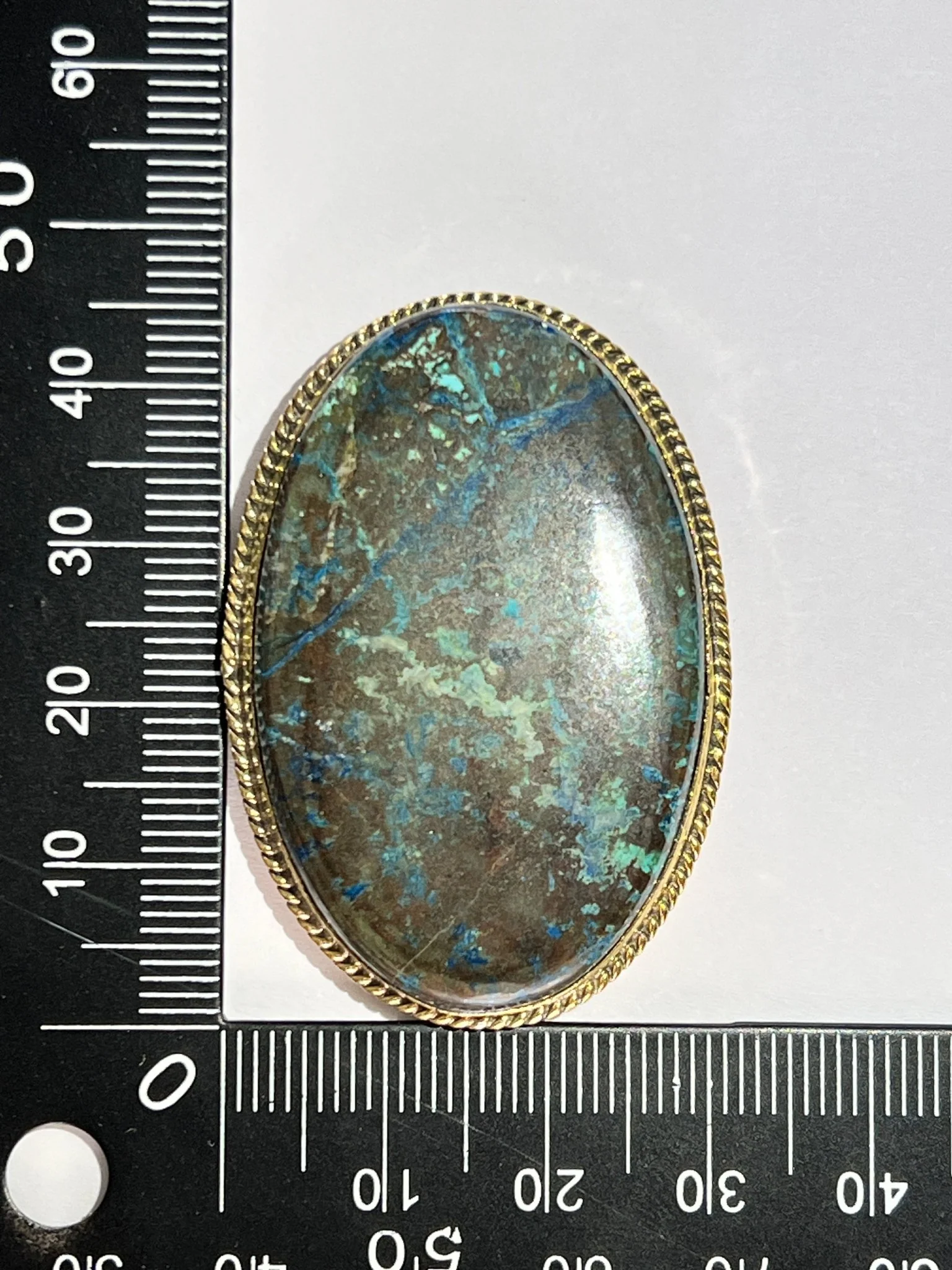 Azurite sertie doré n°D2 (4,5cm x 3,1cm)