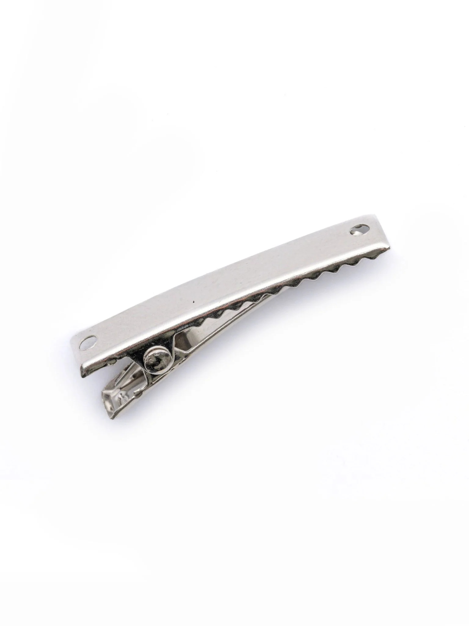 Barrettes à cheveux alligator en métal argenté - Image 3