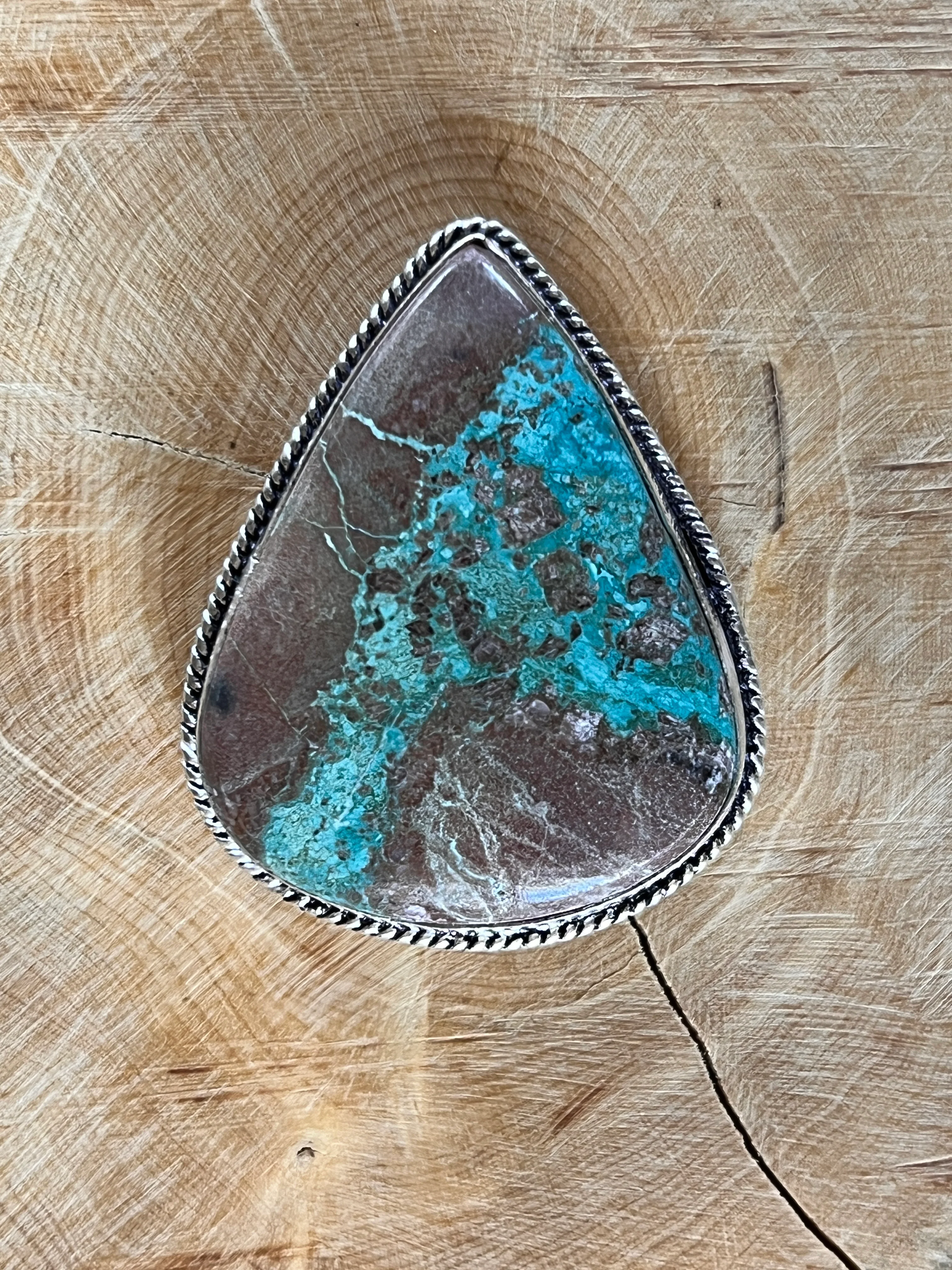 Chrysocolle sertie argenté n°A4 (4,4cm x 3,5cm)