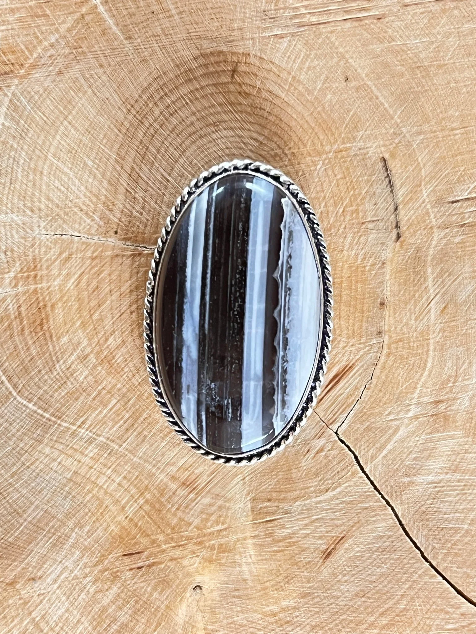 Opale Bleue sertie argenté n°A5 (3,5cm x 2,2cm)