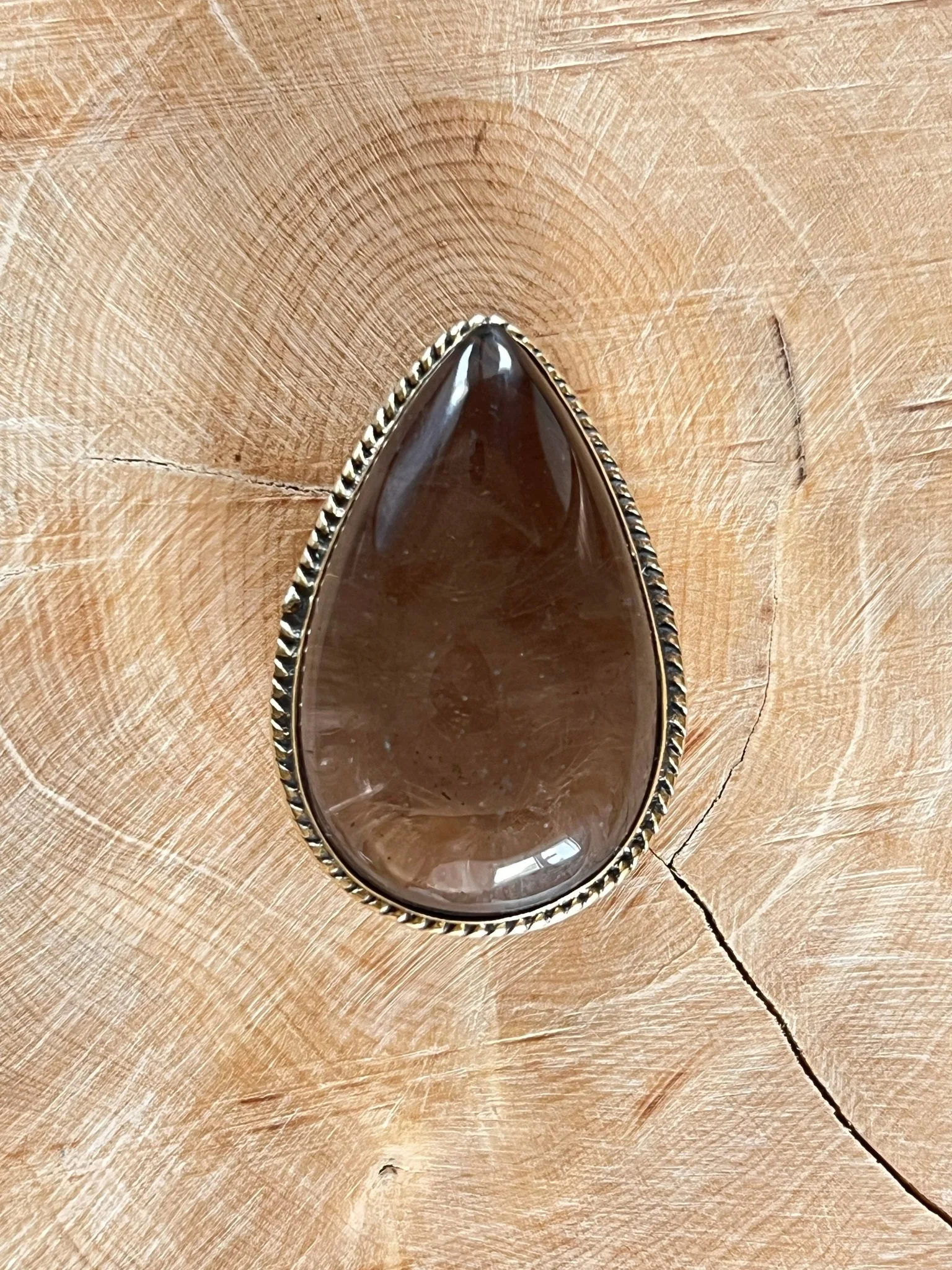 Quartz Fumé sertie doré n°D3 (3,6cm x 2,4cm)